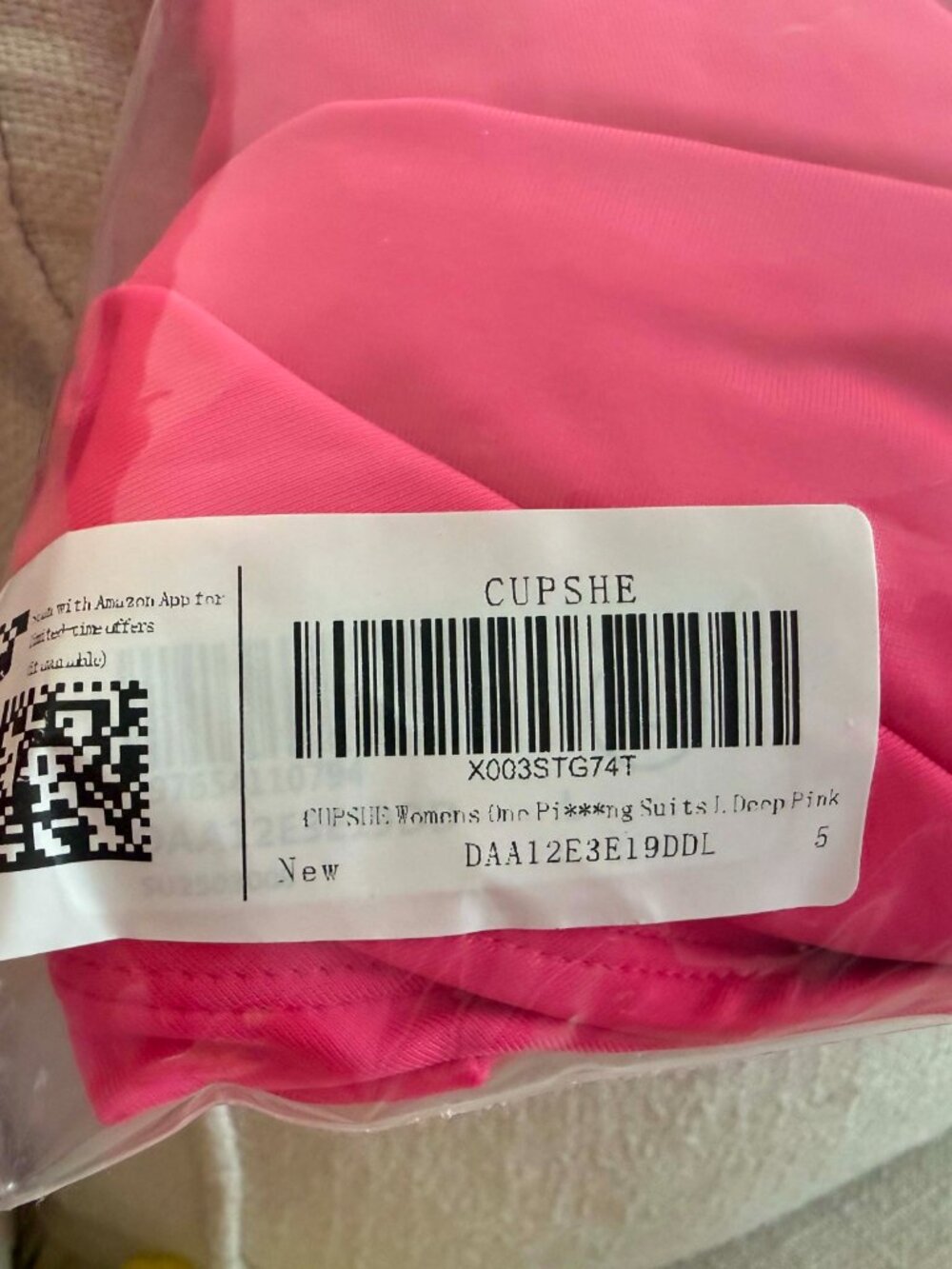 NWT CUPSHE Hot Pink Women's One Piece Swimsuit L Tummy Control Bathing Suit - Picture 8 of 8